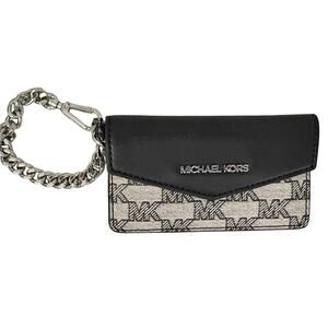 Michael Kors Chain Card Case / Key Holder – Black & Signature MK Monogram